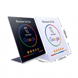 Tap to Review Table Display Google Review Card Custom NFC Stand for Social Media With Ntag 213 215 216 Chips for Restaurant Menu